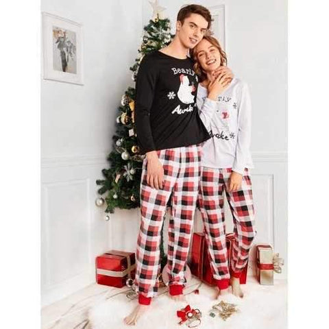 Bear Plaid Family Christmas Pajama - Red Dad S