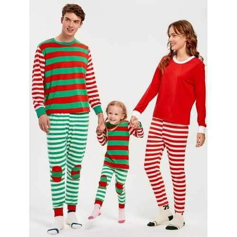 Patched Striped Family Christmas Pajama Set - Red Dad S