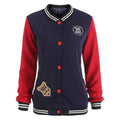 Patches Buttoned Baseball Jacket - Purplish Blue S