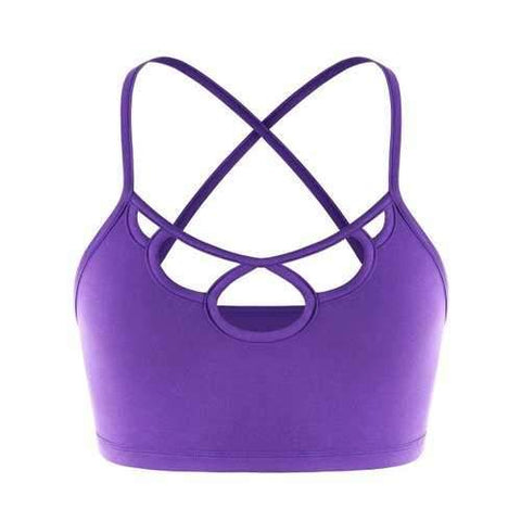 Strappy Criss Cross Cut Out Crop Top - Purple M