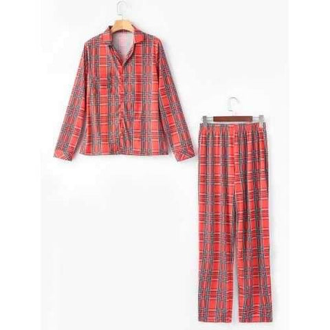 Scottish Plaid Sleepwear Set - Checked L