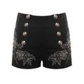 Embroidery Shorts with Button Embellished - Black M