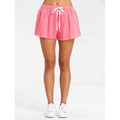 Raw Hem Drawstring Jogging Shorts - Pink M
