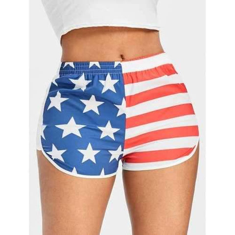 American Flag Sports Shorts - Fire Engine Red L