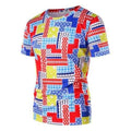 Colorful Geometric Print Round Neck T-shirt - Xl