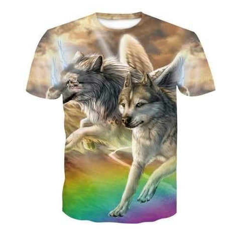 3D Rainbow Print Men's Casual Short Sleeve Graphic T-shirt - Camel Brown Xl