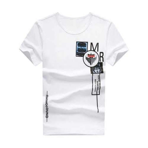 Letter Print Short Sleeve Graphic T-shirt - White M