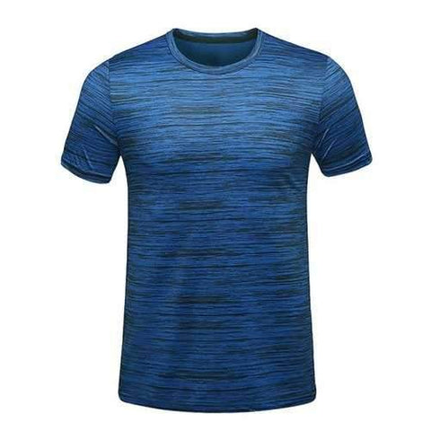 Horizontal Line Print Quick Dry Tee Shirt - Deep Blue L