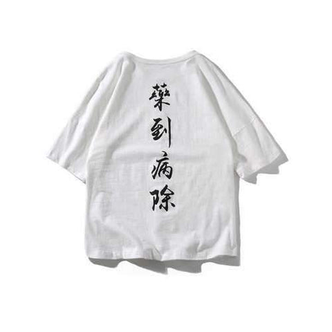 Back Chinese Characters Print Tee - White Xl
