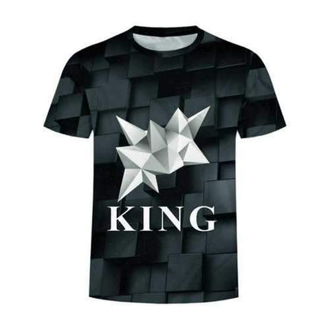 Casual 3D Geometric Letter Print Tee Shirt - Black L