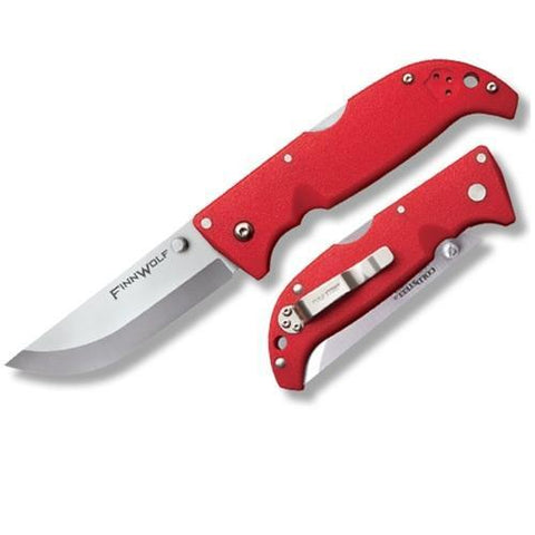 Cold Steel Fin Wolf Folder 3.5 in Plain Red Griv-Ex Handle
