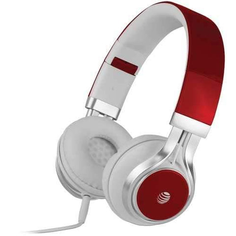 At&amp;amp;t Stereo Over-ear Headphones With Microphone (red) (pack of 1 Ea)