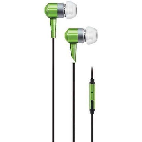 At&amp;amp;t Pebm02 In-ear Aluminum Stereo Earbuds With Microphone (green) (pack of 1 Ea)