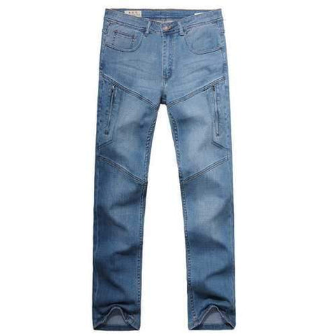 Thin Loose Straight Leg Multi-Pockets Plus Size Elastic Jean