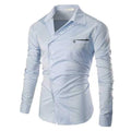Casual Business Pocket Solid Color Band Collar Designer Shirts for Men