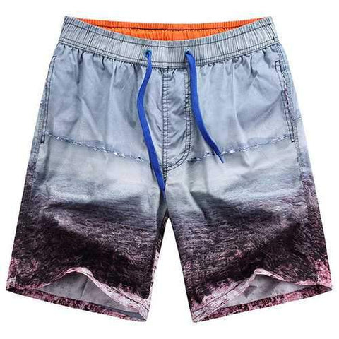 Hawaiian Style Seaside Printing Icy Cotton Breathable Loose Beoard Shorts for Men