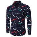 Turn Down Collar Long Sleeve  Printing Slim Fit Formal Casual  Designer Dress Shirt for Men