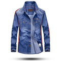 Casual Outdoor Soft Chest Pockets Loose Denim Cargo Shirts for Men
