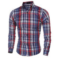 Fashion Slim Plaids Printing Casual Checked Shirts for Men