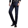 Dark Blue Casual Straight Legs Elastic Denim Jeans for Men
