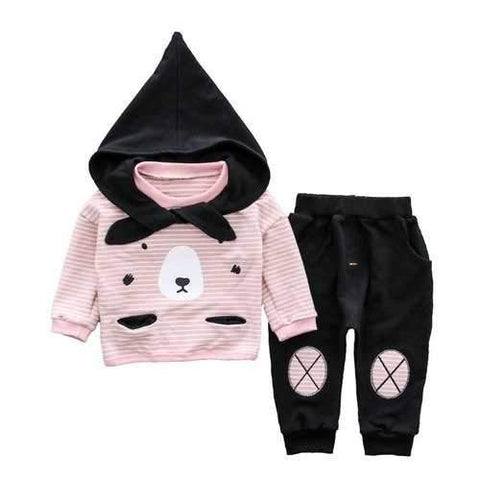 2pcs Cute Hooded Baby Clothes Set