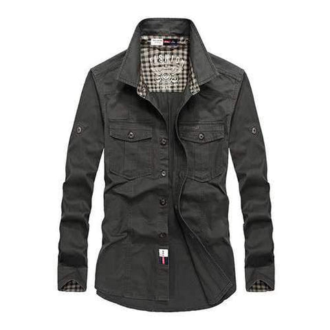 Mens Folded Sleeves Work Shirt