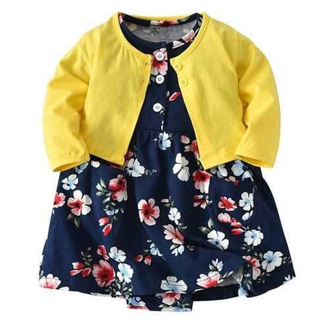 2pcs Baby Girls Romper Dresses + Coat
