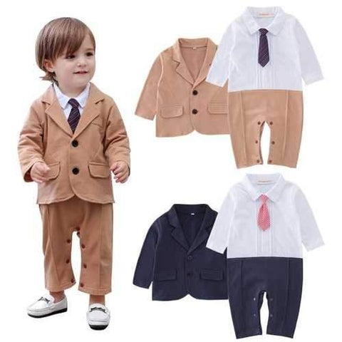 2pcs Formal Baby Boy Romper with Coat