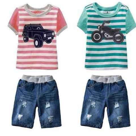 2pcs Printed Boys Short Clothing Sets