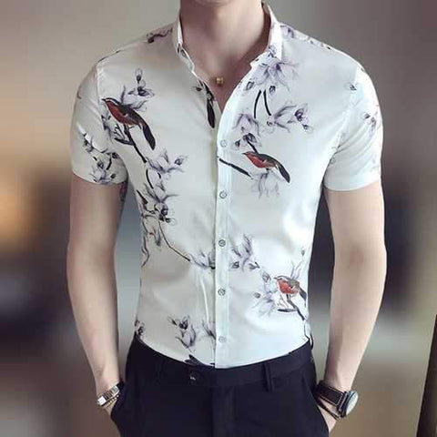 Bird Printing Slim Fit Designer Shirts