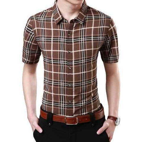 Short Sleeve Plaids Shirts