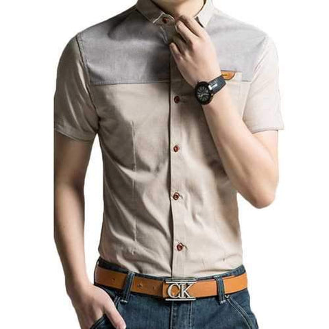 Casual Patchwork Short Sleeve Shirts