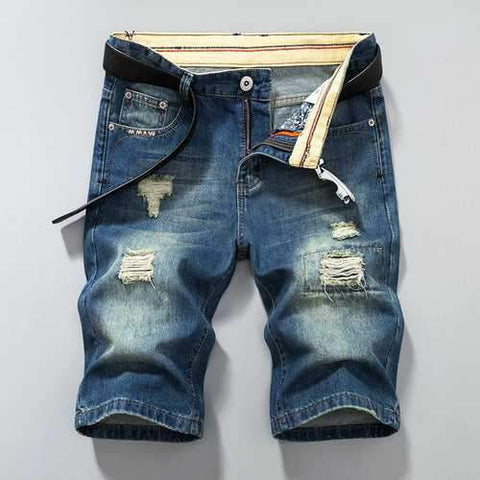 Hole Jeans Casual Washed Denim Knee Shorts