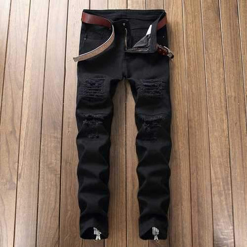 Casual Ripped Zipper Stylish Hip-Pop Jeans