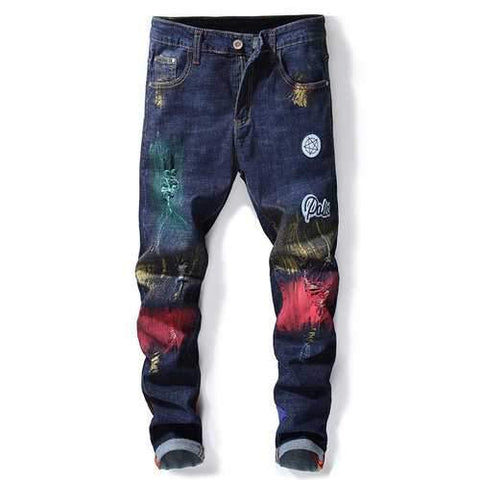 Colorful Printing Hip Hop Holes Jeans