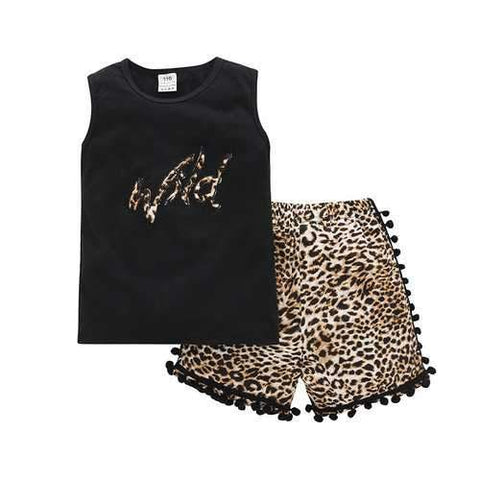 Kids Girls Leopard Clothes Set