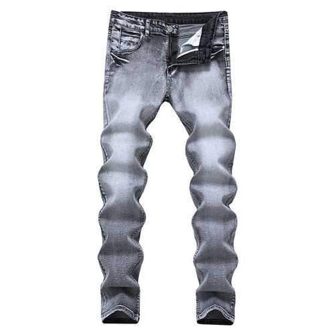 Elastic Straight Casual Washed Slim Jeans
