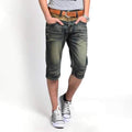 Retro Folds Washed Slim Fit Short Jeans