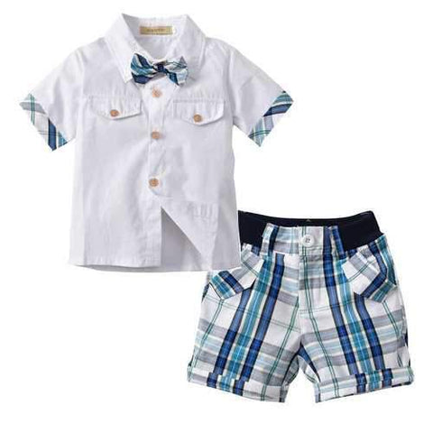 2Pcs Boys Plaid Clothing Set