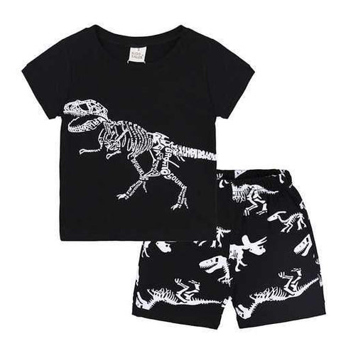 2Pcs Dinosaur Print Boys Clothing Set For 1Y-9Y