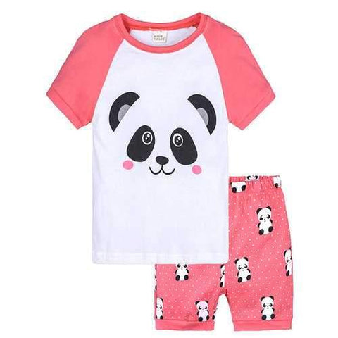 2Pcs Panda Print Girls Clothes Set For 1Y-9Y