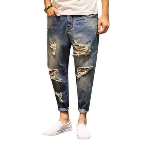 Ankle-Length Holes Jeans