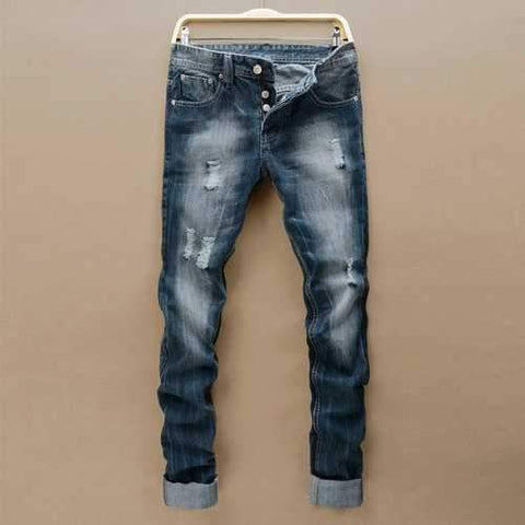 Stylish Straight Slim Fit Designer Ripped Jeans