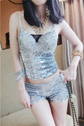 Sequined Club Costume Camisole Silver